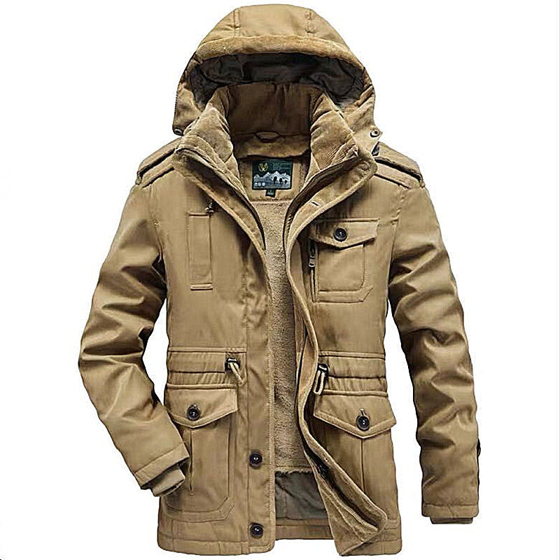 Męska wwter parka z teddy lwwg, detachable kapturem, i multifunction kieszeniami