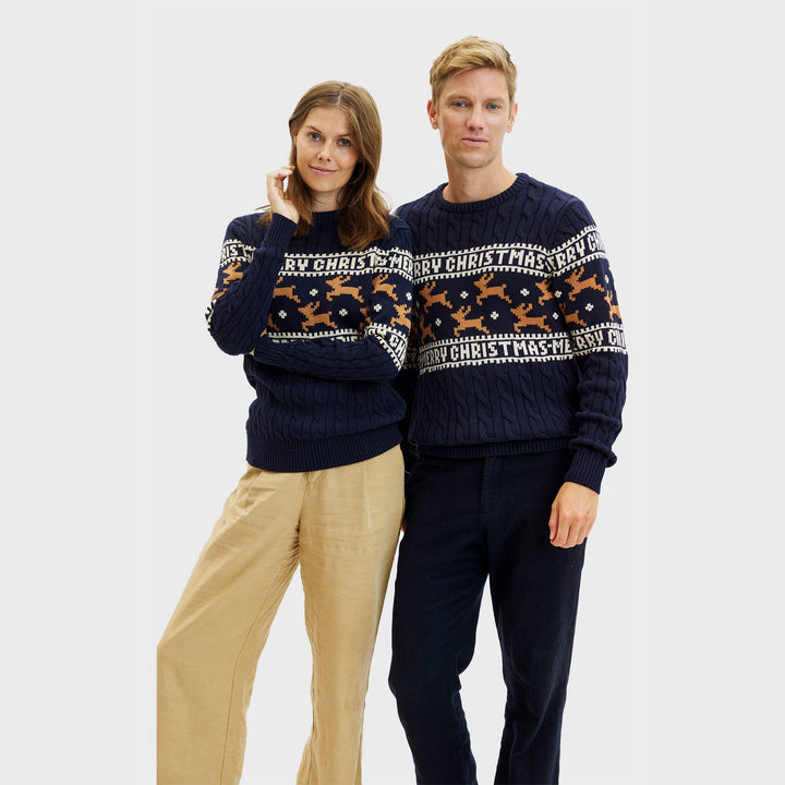 elegancka Christmas sweter Niebieski Męskie