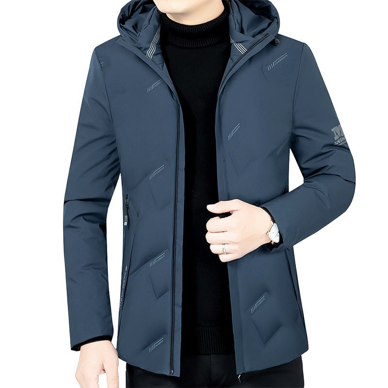 Męska Lekka ocieplana kurtka z kapturem z dopasowany sylwetka i ukryty zamek