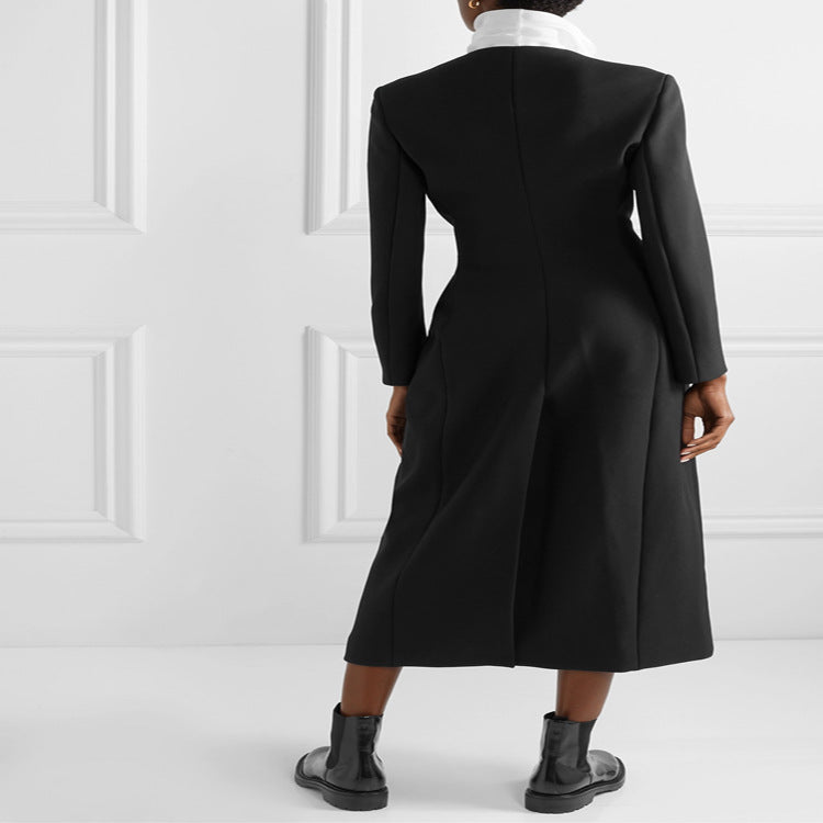 Damska Maxi długa minimalist tailoring płaszcz z otwartym przodem Lumaza