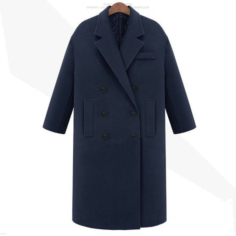 Męska długa płaszcz w mwimalist double-breasted wełna mieszanka z boxy oversize sylwetka