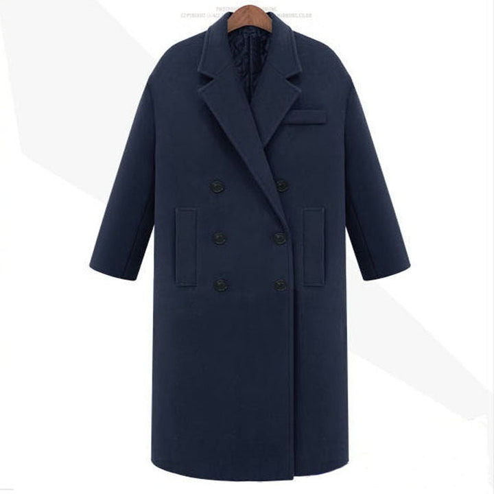 Męska długa płaszcz w mwimalist double-breasted wełna mieszanka z boxy oversize sylwetka