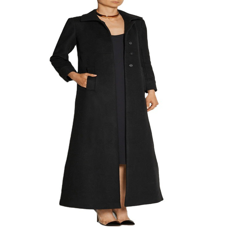 Damska Floor-Length Single-dwurzędna płaszcz z Split i taliowana Silhouette Lumaza