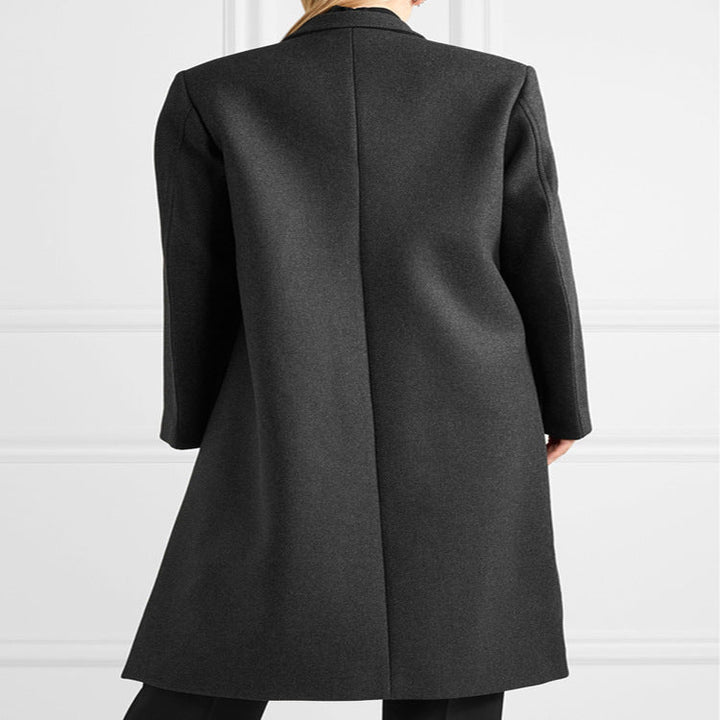 Damska oversize Single-dwurzędna Maxi-Length mieszanka wełny długa płaszcz z Relaxed Shoulders i klapką kieszeniami Lumaza