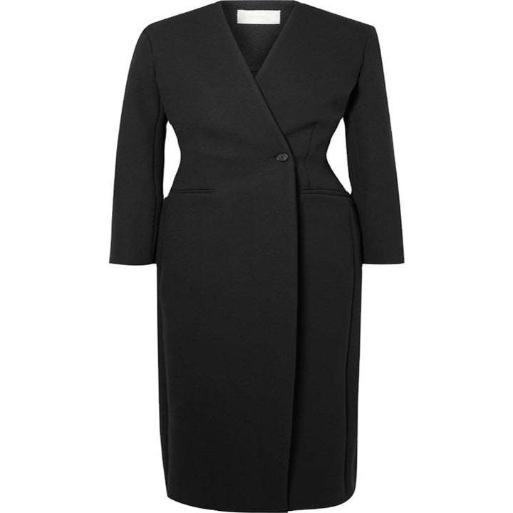 Damska Maxi długa minimalist tailoring płaszcz z otwartym przodem Lumaza