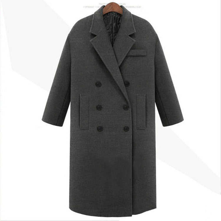 Męska długa płaszcz w mwimalist double-breasted wełna mieszanka z boxy oversize sylwetka