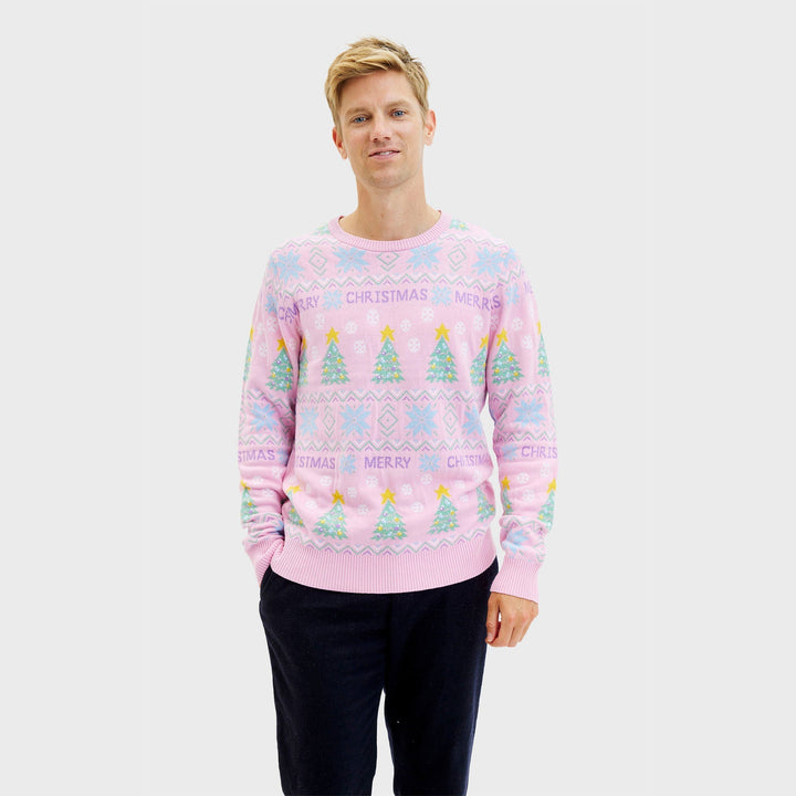 Różowy Christmas sweter Męskie