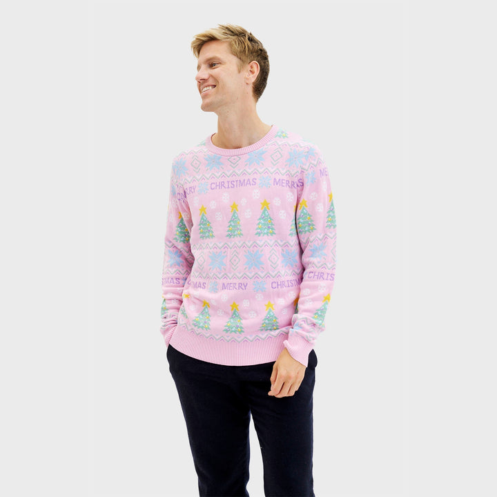 Różowy Christmas sweter Męskie