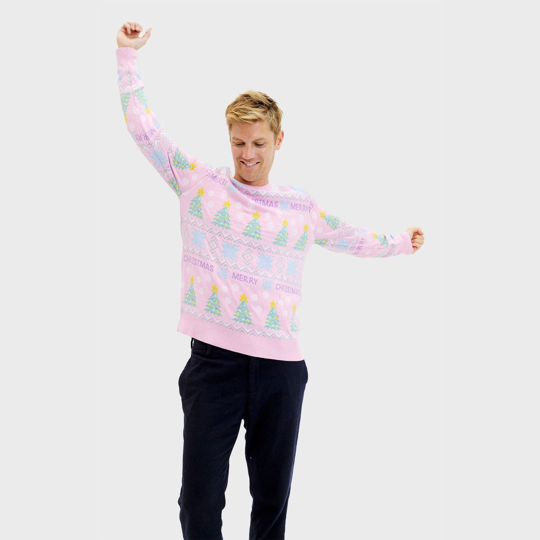 Różowy Christmas sweter Męskie