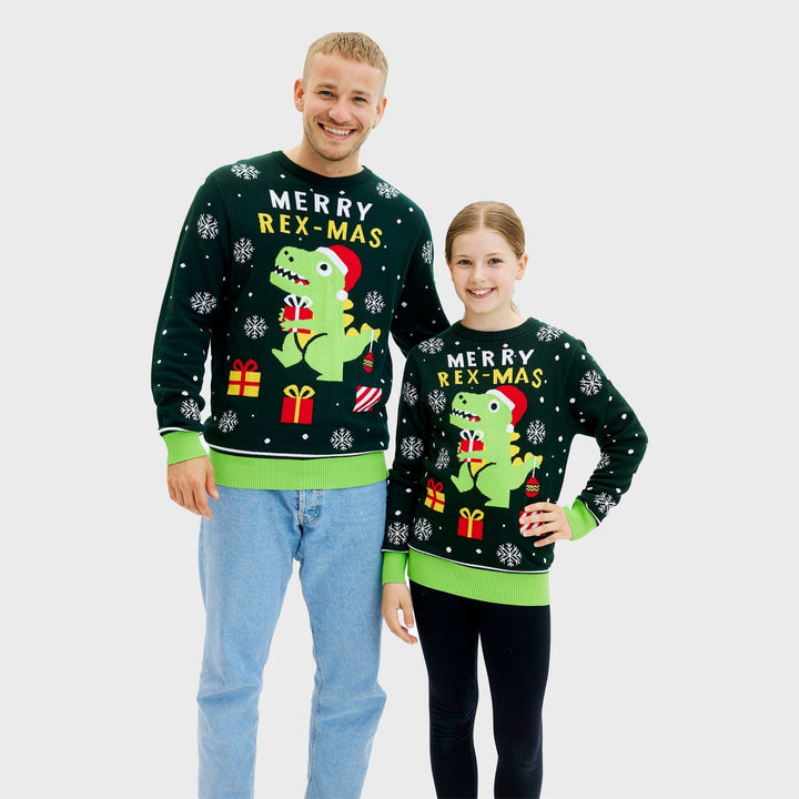 Funny Dino Christmas Sweter Męskie