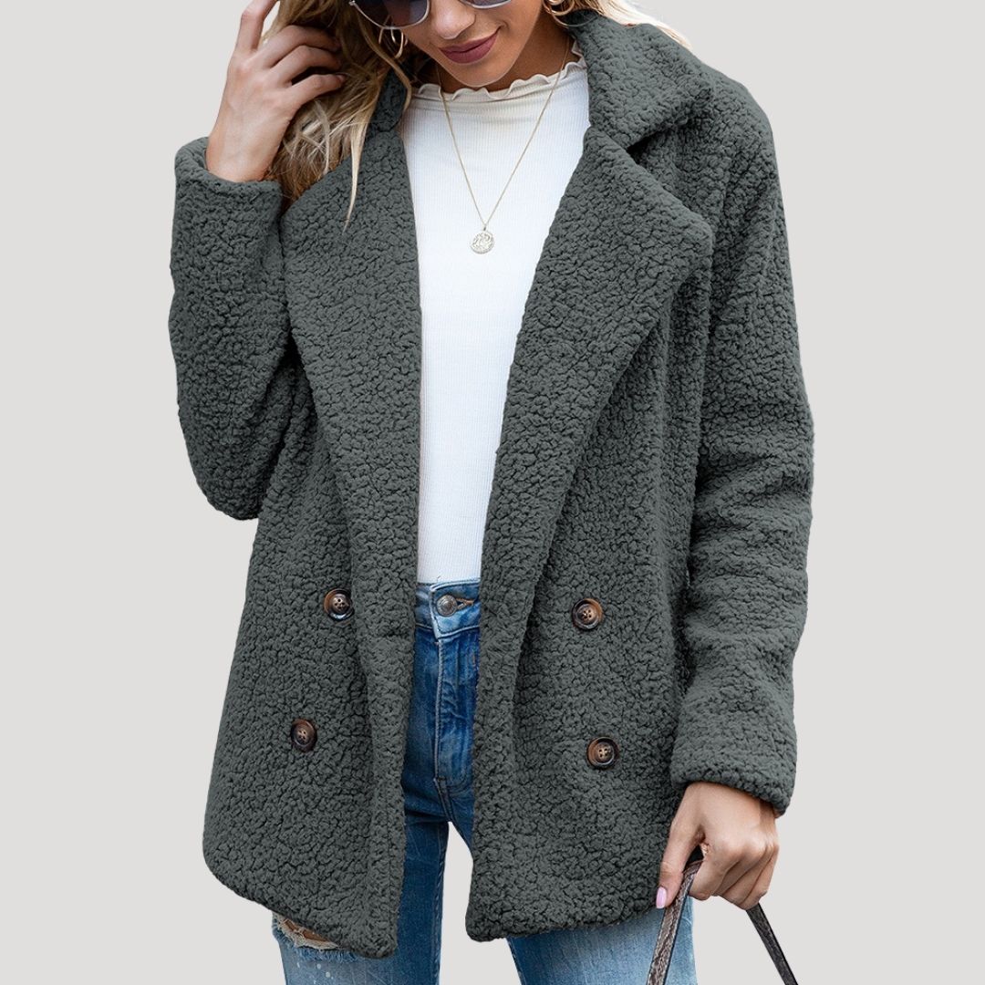 Damska Teddy Polar Double-Breasted Kurtka zimowa