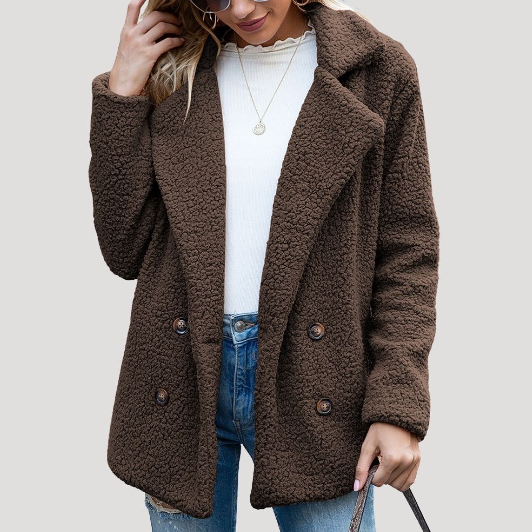 Damska Teddy Polar Double-Breasted Kurtka zimowa
