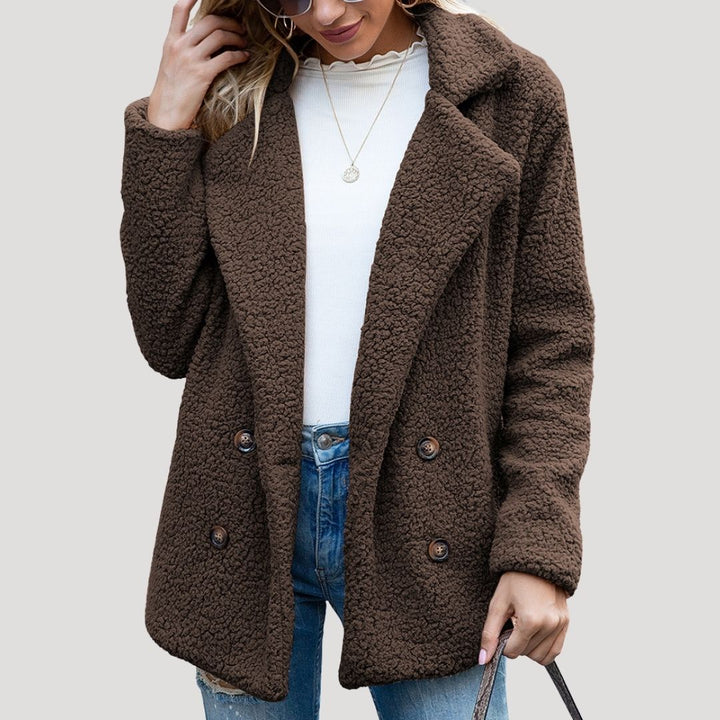 Damska Teddy Polar Double-Breasted Kurtka zimowa