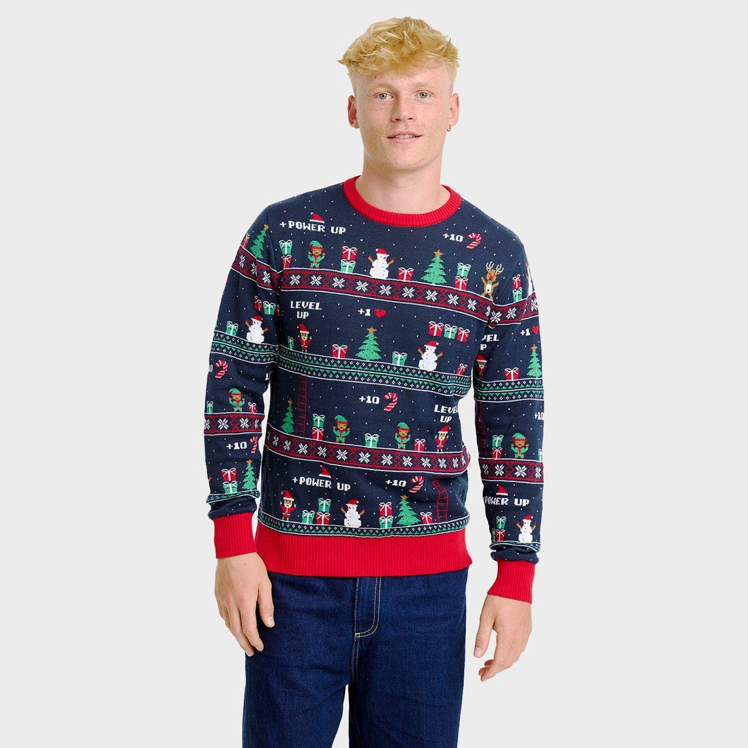 Vintage Gaming Christmas Sweter Męskie