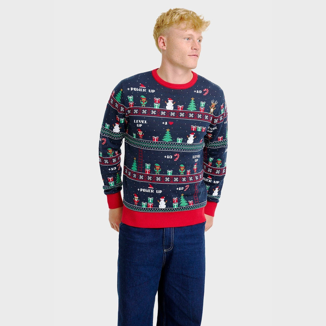 Vintage Gaming Christmas Sweter Męskie