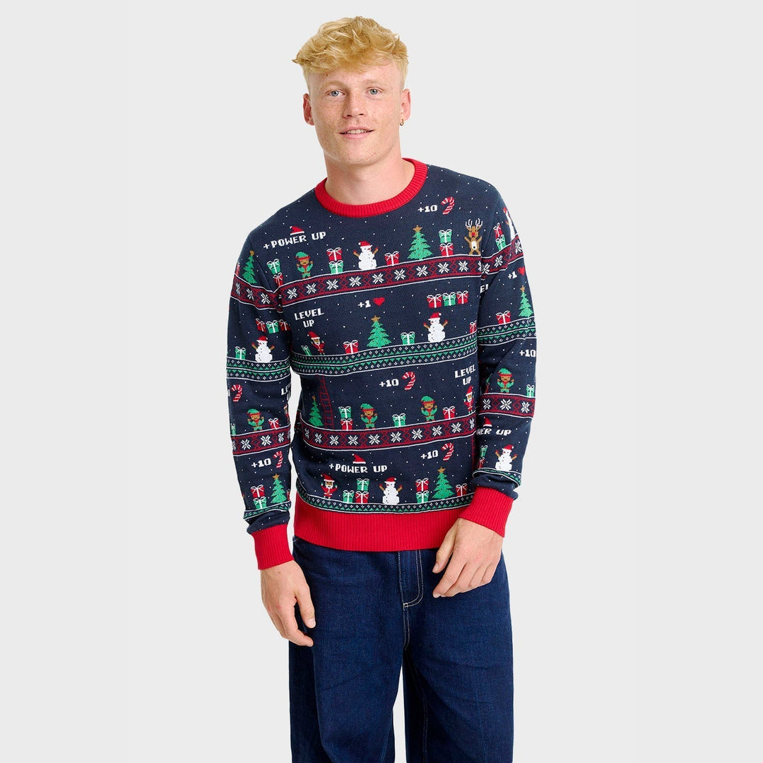 Vintage Gaming Christmas Sweter Męskie