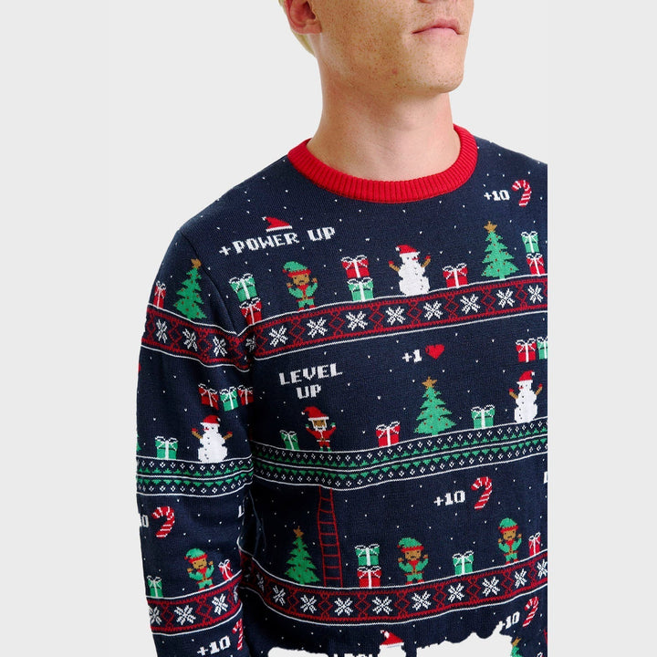Vintage Gaming Christmas Sweter Męskie