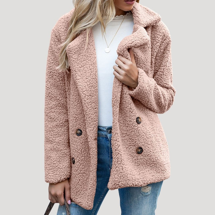 Damska Teddy Polar Double-Breasted Kurtka zimowa