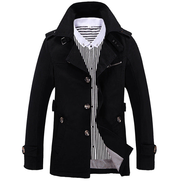 Męska elegancki field Trench z tailored fit, shoulder flaps i regulowany mankiety