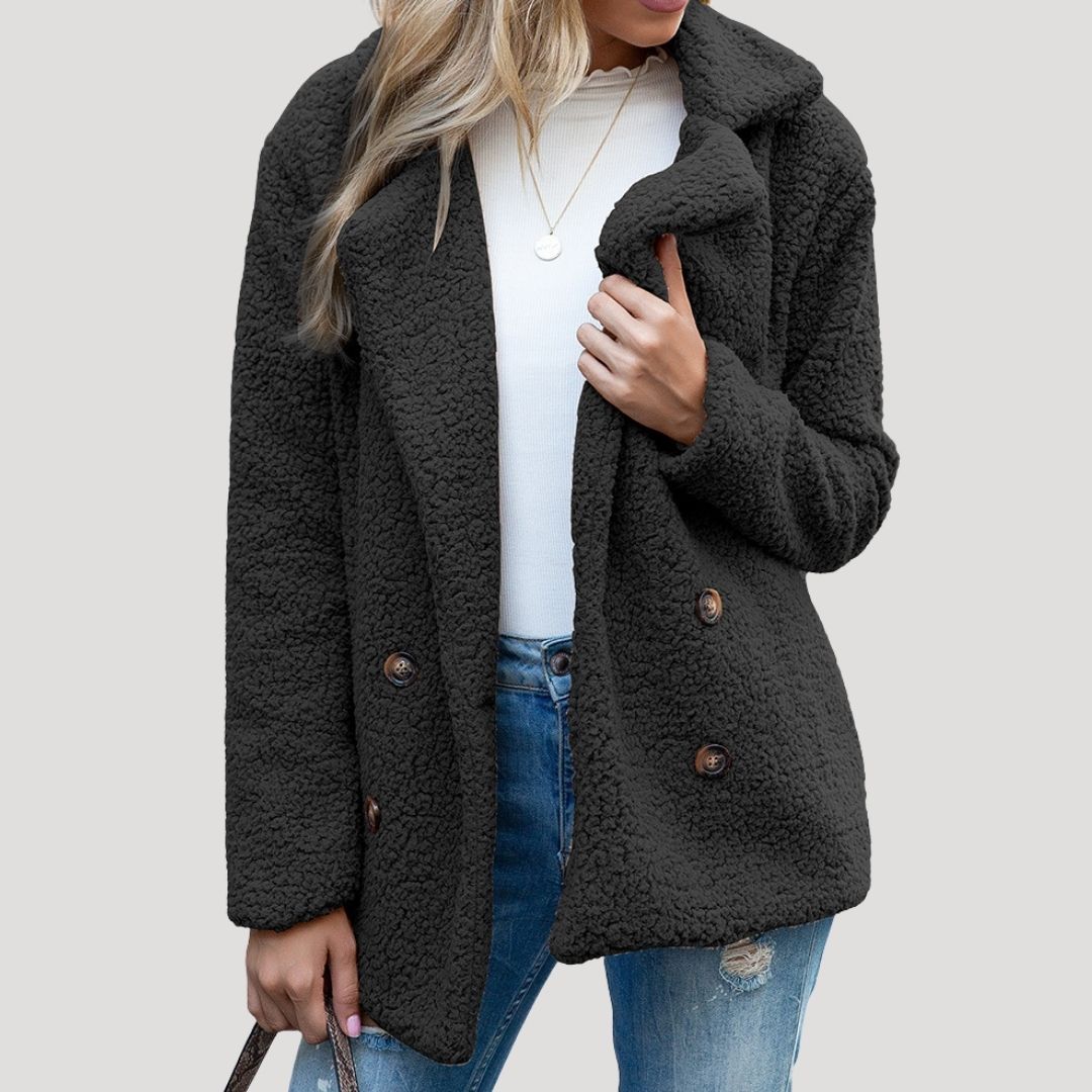 Damska Teddy Polar Double-Breasted Kurtka zimowa