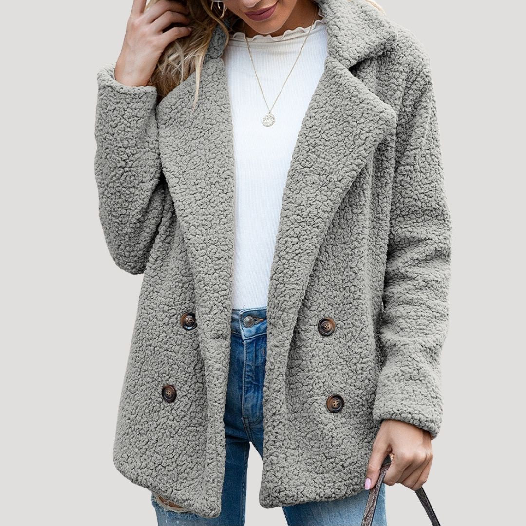 Damska Teddy Polar Double-Breasted Kurtka zimowa