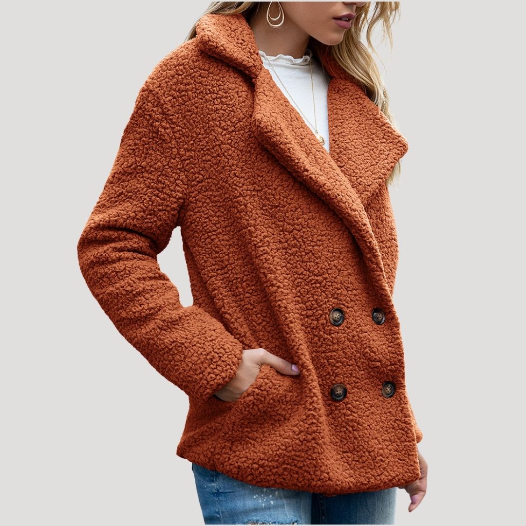 Damska Teddy Polar Double-Breasted Kurtka zimowa