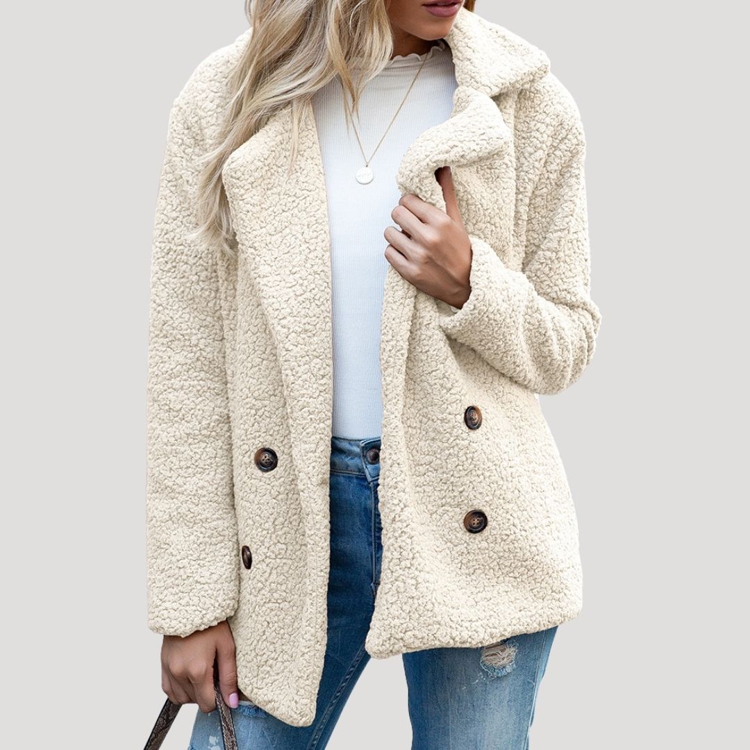 Damska Teddy Polar Double-Breasted Kurtka zimowa