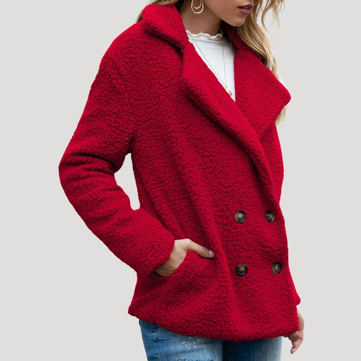 Damska Teddy Polar Double-Breasted Kurtka zimowa