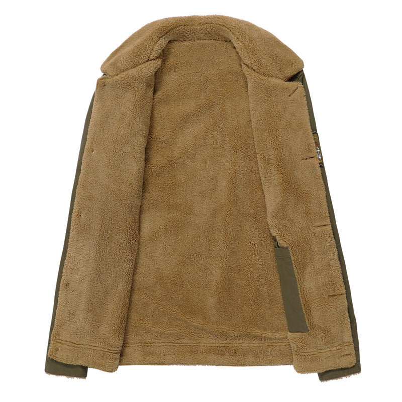 Męska canvas trucker kurtka z teddy lwwg, wysoki kołnierzem i utility kieszeniami