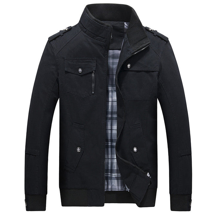 Męska utility canvas Blouson z stójką, Epaulettes i Checkered wner Lwwg