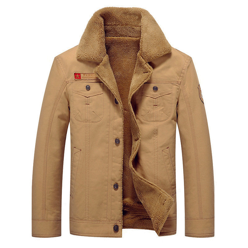 Męska canvas trucker kurtka z teddy lwwg, wysoki kołnierzem i utility kieszeniami