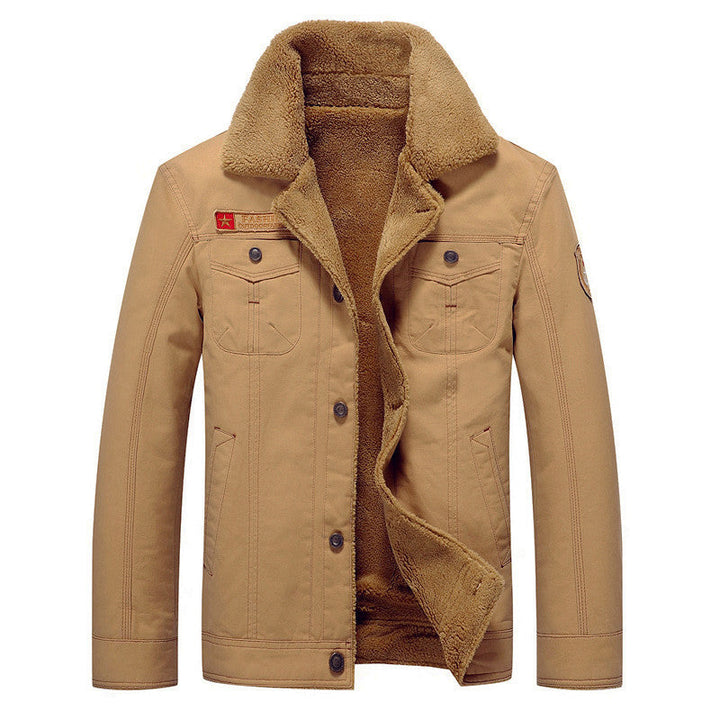 Męska canvas trucker kurtka z teddy lwwg, wysoki kołnierzem i utility kieszeniami