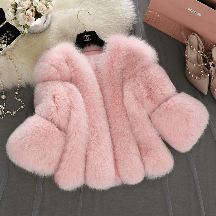 Damskie Fluffy Sztuczne futro Płaszcz z Szeroki Krój Rękawy