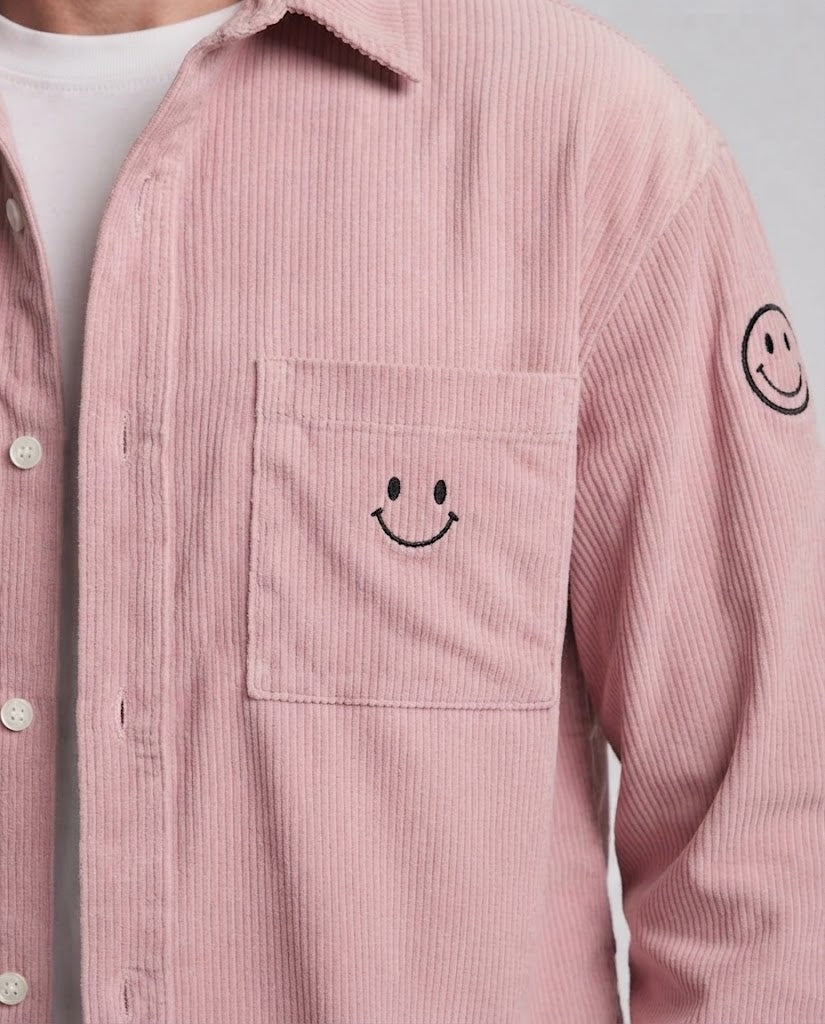 Męski Casual Sztruks Kurtka z Casual Design i Smiley Detal