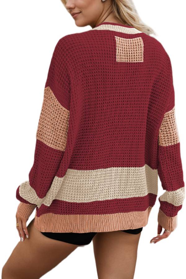 Kurtka V-Neck kieszenią Colorblock kardigan bluza