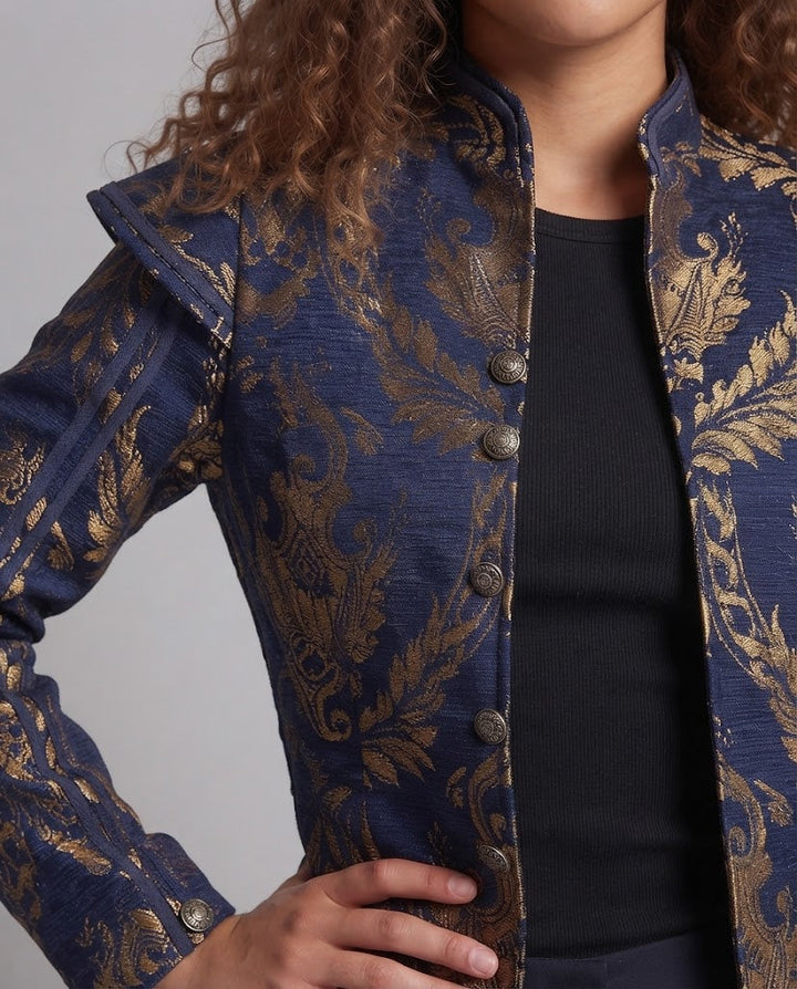 Damska Luxurious Jacquard kurtka z Intricate Embroidery Lumaza