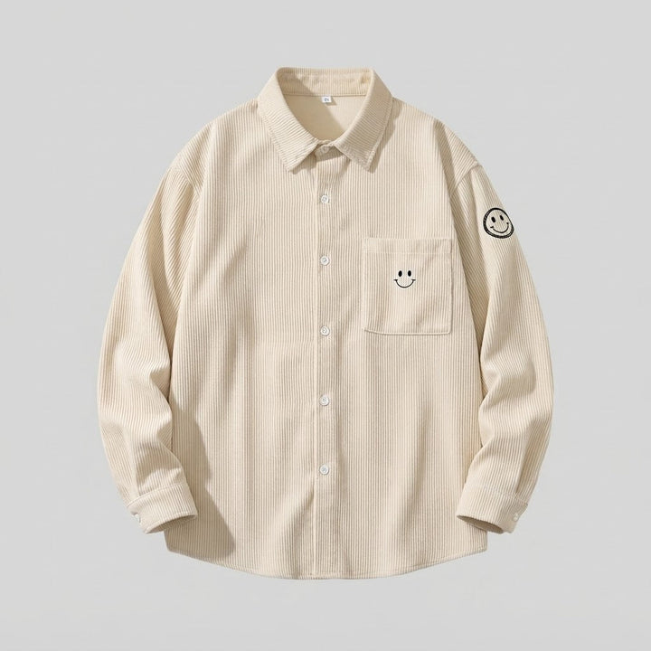 Męski Casual Sztruks Kurtka z Casual Design i Smiley Detal