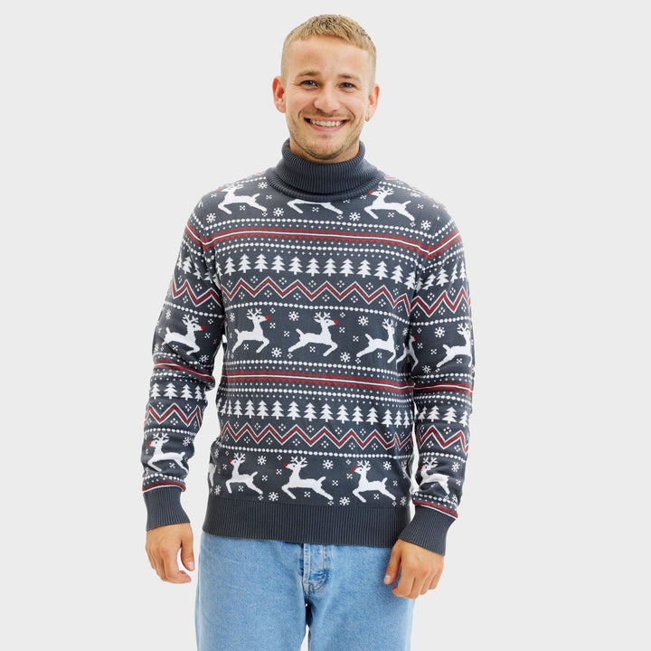 stylowy Highneck Christmas sweter Męskie