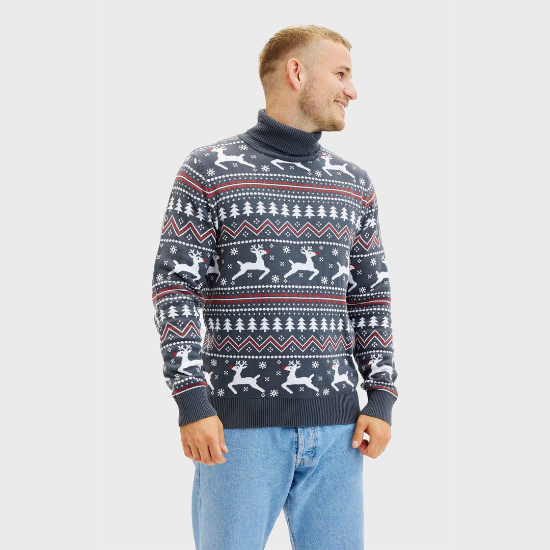 stylowy Highneck Christmas sweter Męskie
