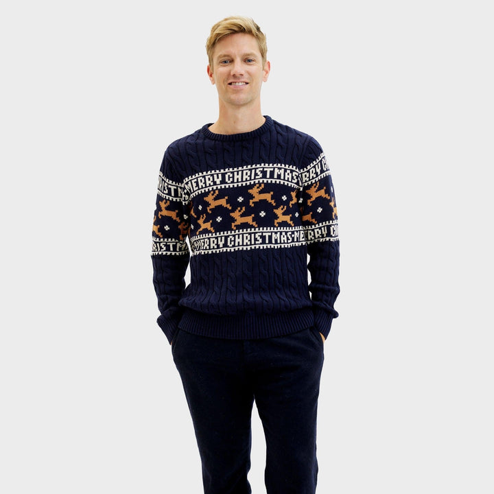 elegancka Christmas sweter Niebieski Męskie