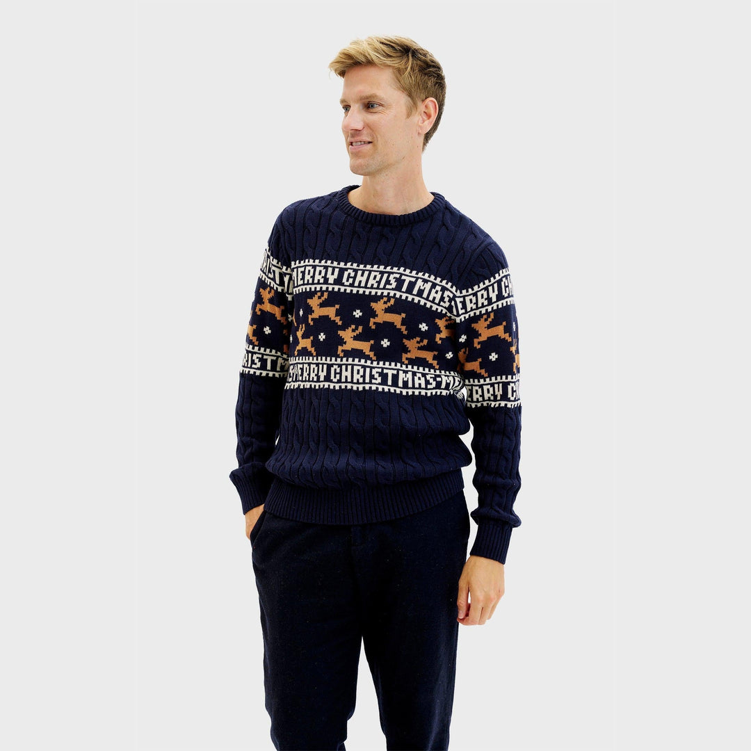 elegancka Christmas sweter Niebieski Męskie