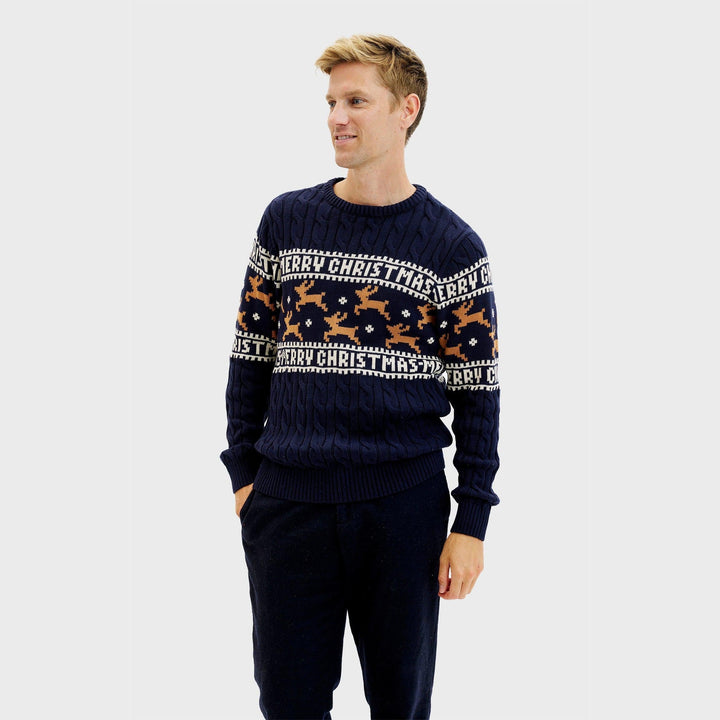 elegancka Christmas sweter Niebieski Męskie