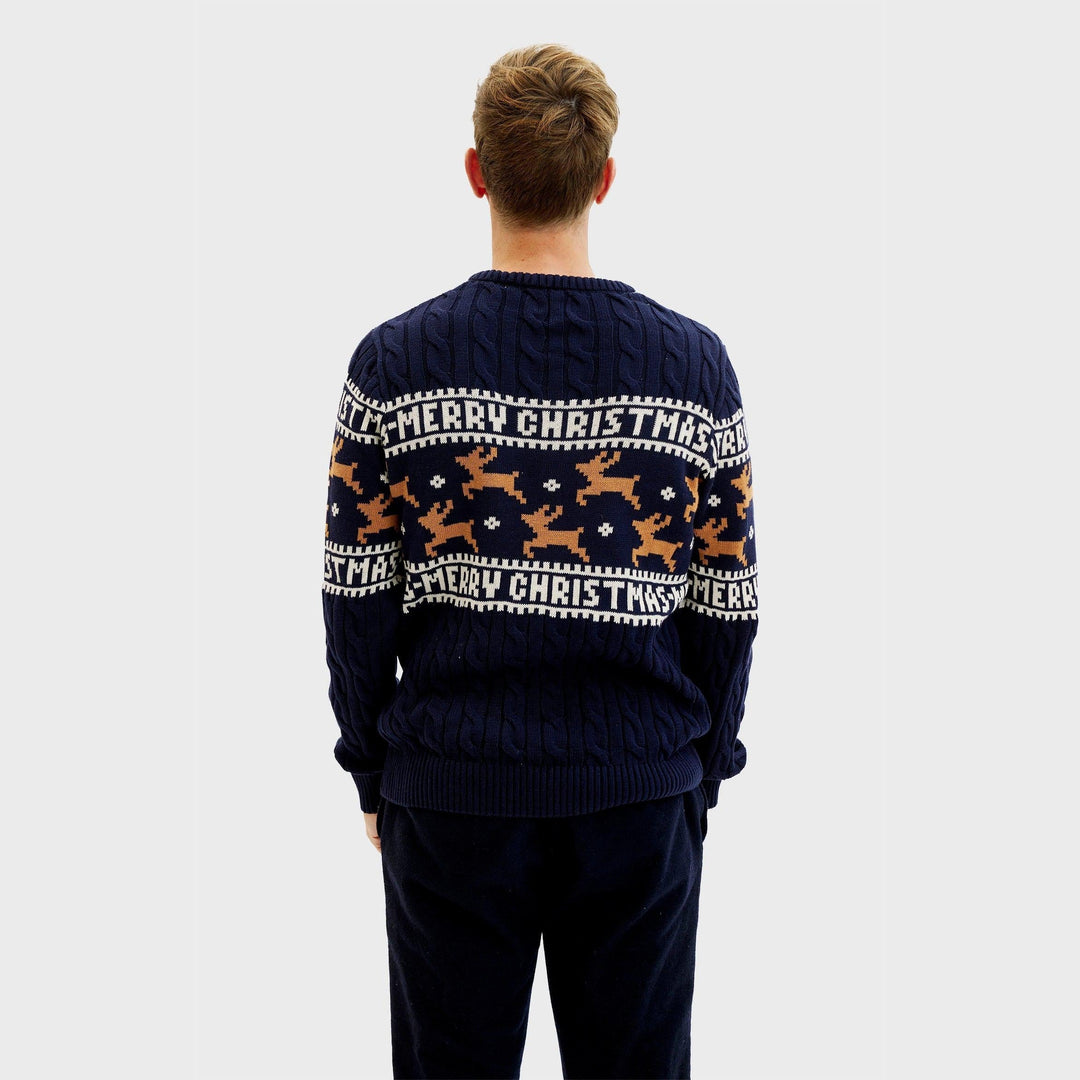 elegancka Christmas sweter Niebieski Męskie