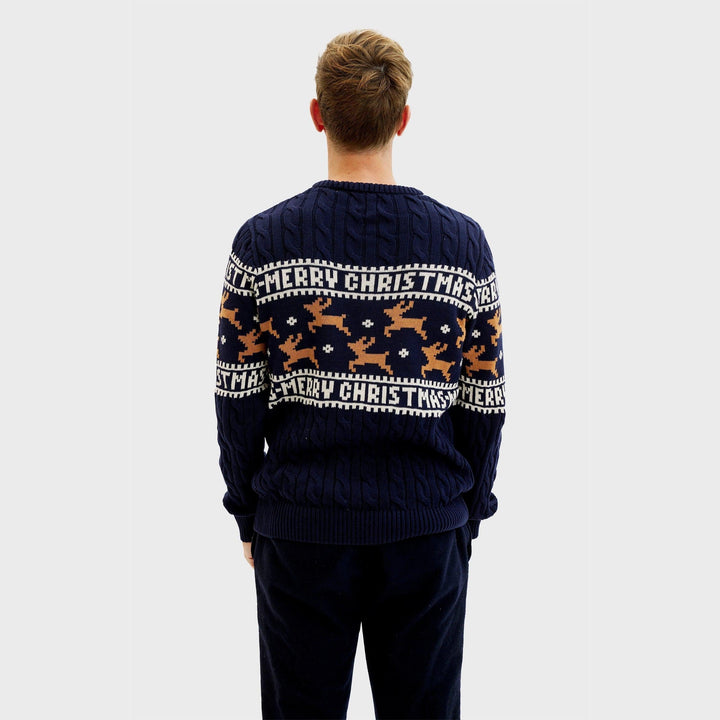 elegancka Christmas sweter Niebieski Męskie