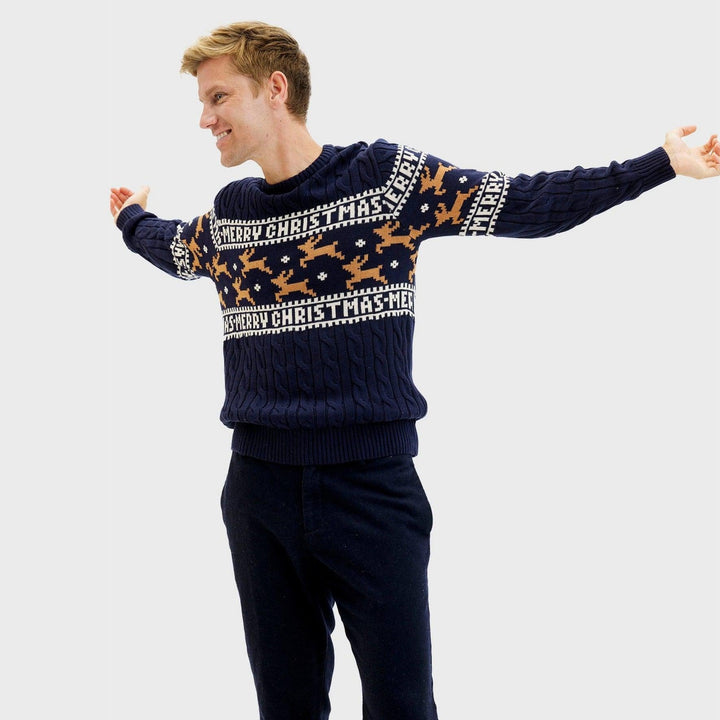 elegancka Christmas sweter Niebieski Męskie