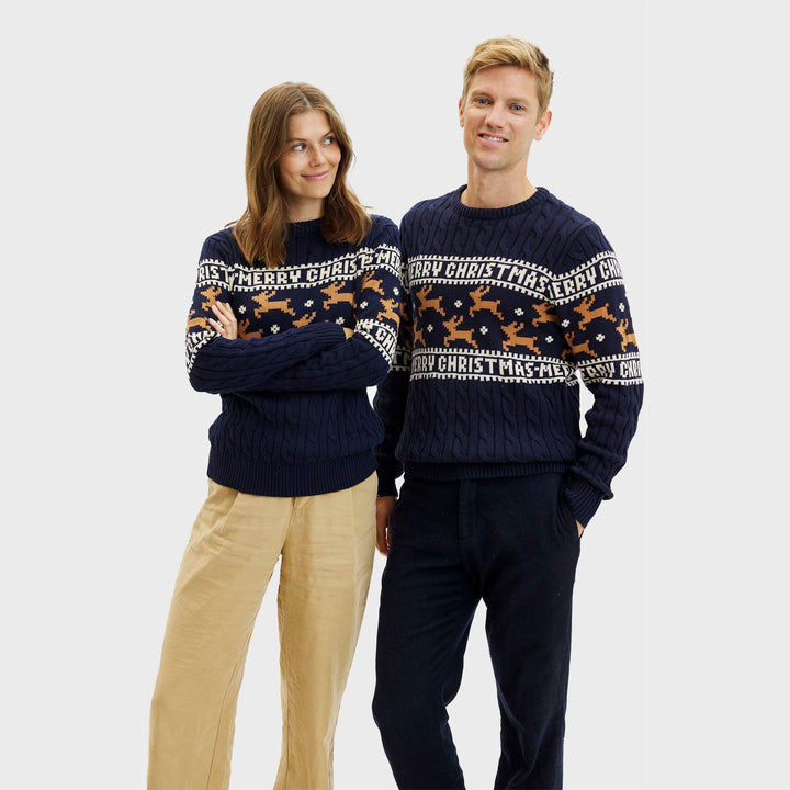 elegancka Christmas sweter Niebieski Męskie