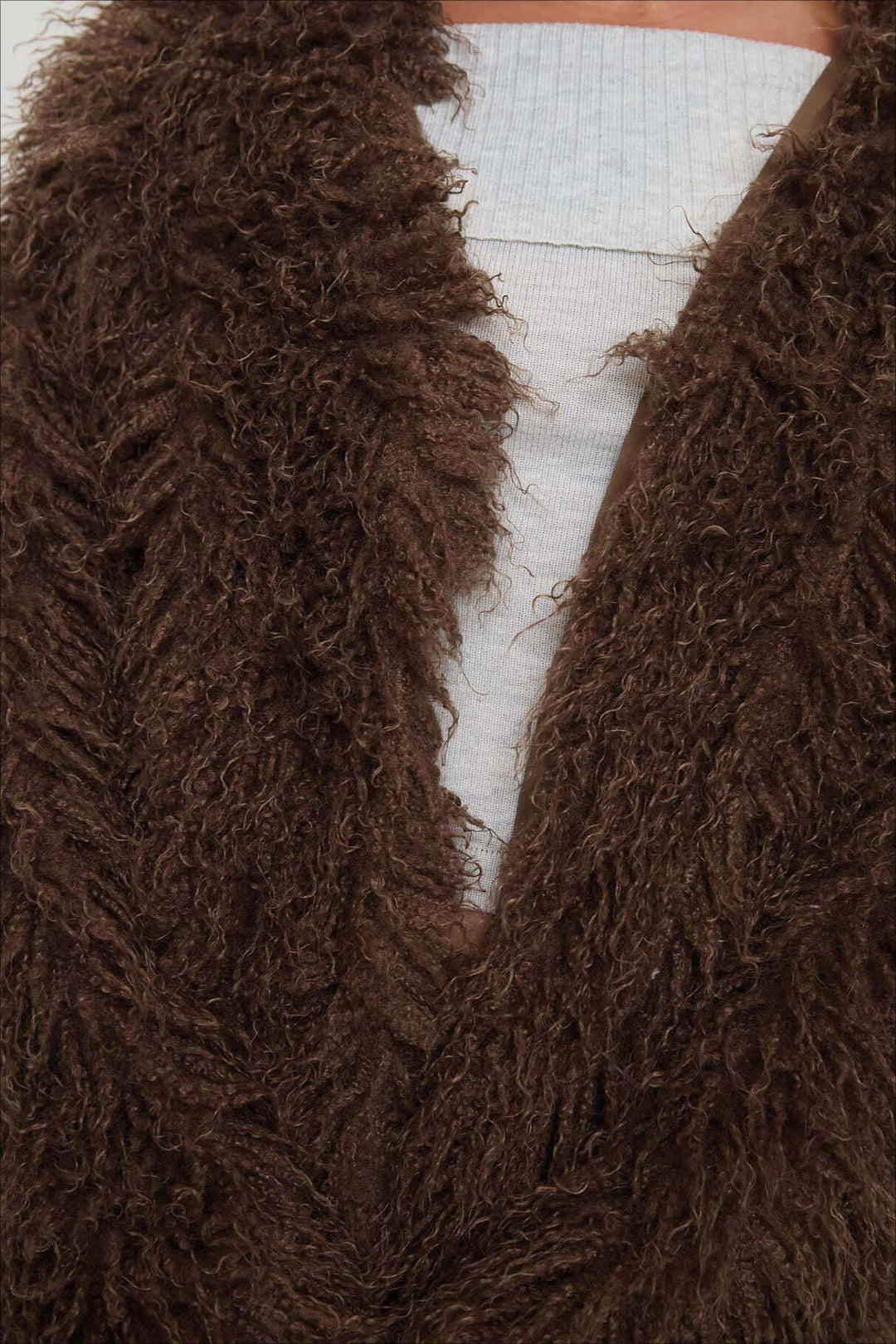 Fluffy Brązowy imitacja Fur oversize kurtka