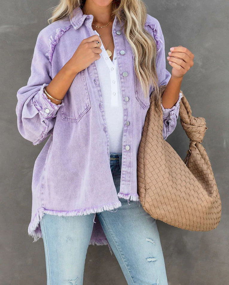 Edge Patchwork kieszenią denim kurtka