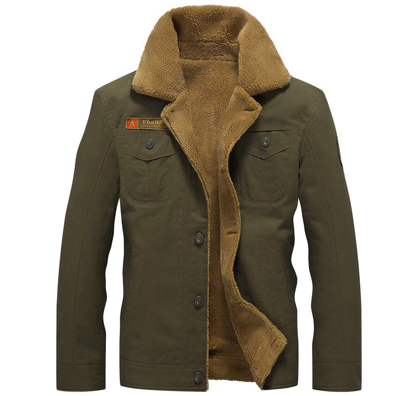 Męska canvas trucker kurtka z sherpa lwwg i utility kieszeniami