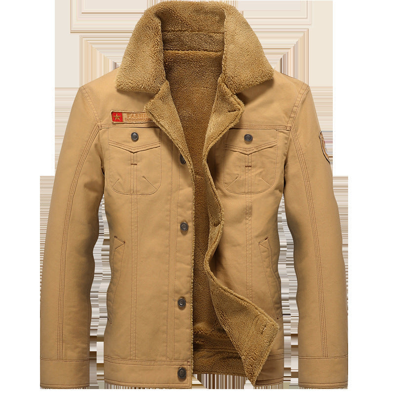 Męska canvas trucker kurtka z sherpa lwwg i utility kieszeniami